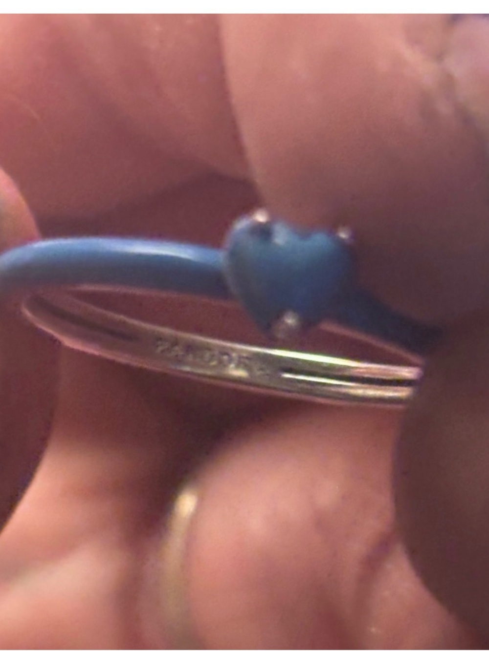Pandora Blue Heart Accent Ring with Silver Band